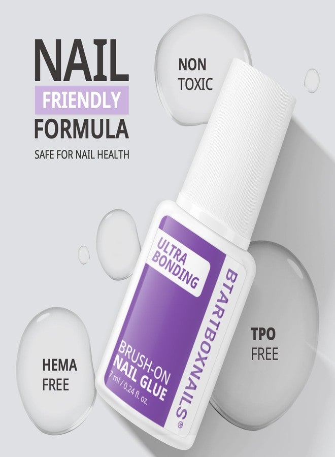 btartboxnails غراء أظافر BTArtboxnails للأظافر الاصطناعية - غراء قوي يُوضع بالفرشاة لأطراف الأظافر والأظافر الأكريليك الصناعية، خالٍ من TPO وHEMA، سريع الجفاف ويدوم طويلاً، سهل الاستخدام ولا يُسبب فوضى، 7 مل - Image 2